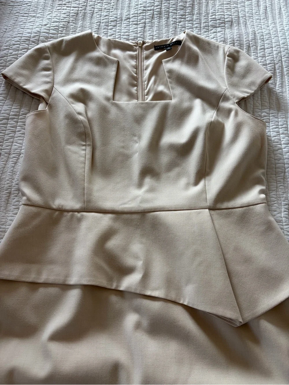 ANTONIO MELANI Cream Peplum Midi Dress